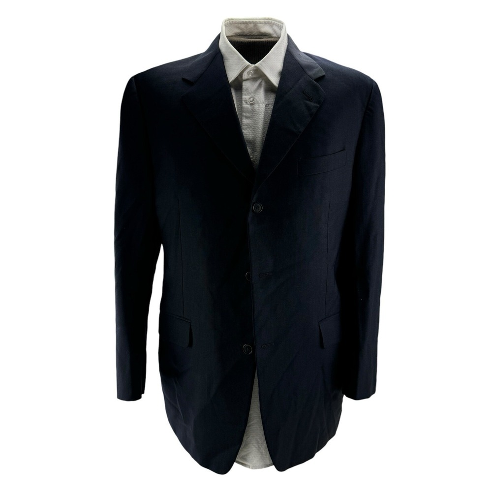 Canali Proposta Men's 3 Button Ventless Wool Blazer Size 42R Blue